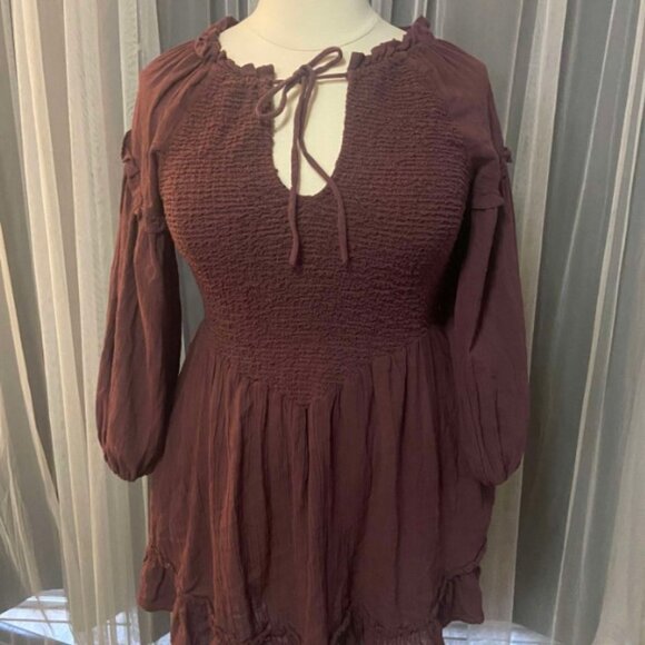 Free People, Kiss And Tell Mini Dress. Colour: Plum/Prune. Size: XL NWOT - Picture 2 of 5